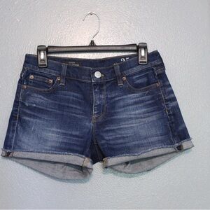 J Crew Indigo Denim Raw Edge Cuffed Jean Shorts 25